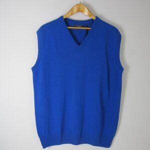 New Glenmuir Men XL Ascot Blue Lambswool V Neck Sweater Vest Made UK Golf